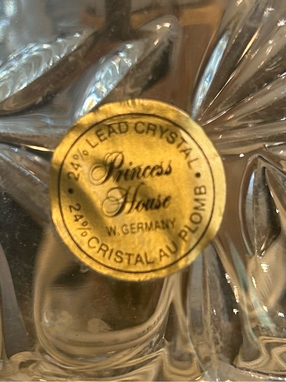 Princess House Clear Crystal Bowl with Gold Label